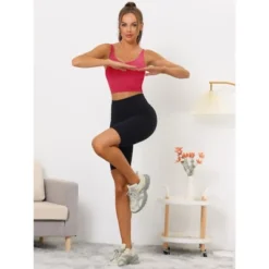 Allegra K Women's Workout Fitness Longline Wireless Padded Yoga Sports Bra With Medium Support -Trendy Women GUEST f451ad15 aad6 4fc3 838e 667d0c562c87