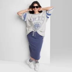 Women's Ascot + Hart Varsity Elbow Sleeve Graphic T-Shirt - Gray -Trendy Women GUEST f47bc769 7e52 44ae 93fe 43bd227c5a1f