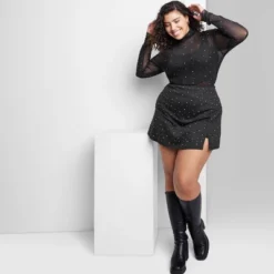 Women's Rhinestone Mesh Mock Turtleneck Top - Wild Fable™ -Trendy Women GUEST f4c60f9d c05b 482a adfc 2e176c1b92d5