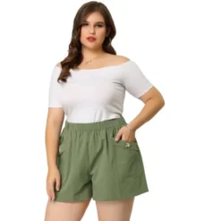 Agnes Orinda Women's Plus Size Pants Loose Slant Pocket Elastic Waist Straight Leg Shorts -Trendy Women GUEST f523747e 7be6 4de6 a4ac b2efff421501