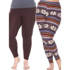 Women's Pack Of 2 Plus Size Leggings - One Size Fits Most Plus - White Mark -Trendy Women GUEST f695f55d 4ea4 4757 a360 b2c6512d11a8