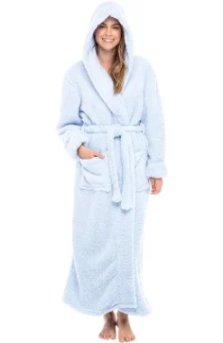Women's Fuzzy Plush Fleece Bathrobe With Hood, Soft Warm Hooded Lounge Robe -Trendy Women GUEST f6ed3fb7 af0a 4892 8b39 55be75f397be
