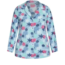 Women's Plus Size Snowflake Button Fleece Sleep Top - Blue | AVENUE 13 Women's Plus Size Snowflake Button Fleece Sleep Top - Blue | AVENUE -Trendy Women GUEST f77fce40 113b 422d 8465 210a4746e0ce