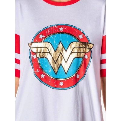 DC Comics Women's Wonder Woman Classic Logo Nightgown Pajama Shirt Dress White 2 DC Comics Women's Wonder Woman Classic Logo Nightgown Pajama Shirt Dress White - Image 2
