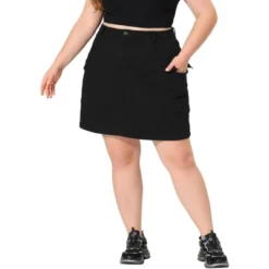 Agnes Orinda Women's Plus Size Skirt A Line Casual Above Knee Zipper Front Flare Skirts -Trendy Women GUEST fc9e90e5 fc67 4af5 afb7 3ea64257b54c