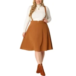 Agnes Orinda Plus Size Suspender Skirt For Women Detachable Strap A-Line Skirts -Trendy Women GUEST ff395529 f082 4329 9b10 31dea7bd424b