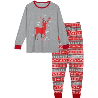 Cheibear Christmas Deer Print Long Sleeve Tee With Pants Loungewear Family Pajama Sets 1 Cheibear Christmas Deer Print Long Sleeve Tee With Pants Loungewear Family Pajama Sets