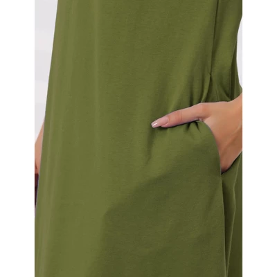 Cheibear Women's V Neck Short Sleeve Long Nightgown Lounge Dress With Pocket 3 Cheibear Women's V Neck Short Sleeve Long Nightgown Lounge Dress With Pocket - Image 3